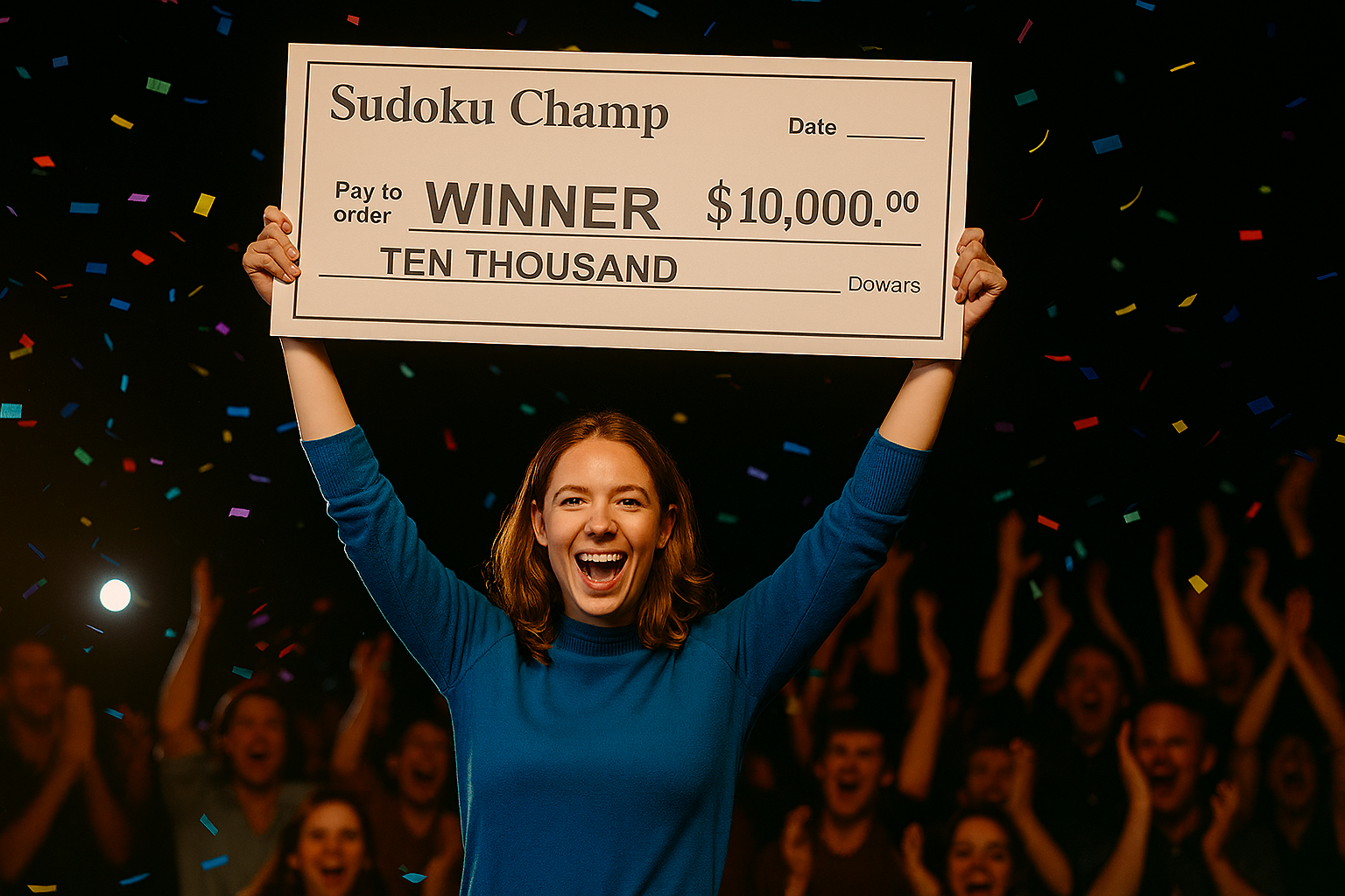 Female Champ with Cheque- landscape Female Champ with Cheque